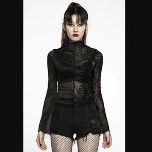 NWOT Mismatched Goth Mesh Top